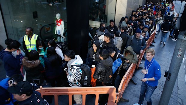 Time for a change: The iPhone 6 line in Sydney last year.