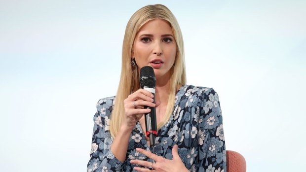 BERLIN, GERMANY - APRIL 25: Ivanka Trump, daughter of U.S. President Donald Trump, is seen on stage of the W20 conference on April 25, 2017 in Berlin, Germany. The conference, part of a series of events in connection with Germany's leadership of the G20 group of nations this year, focuses on women's empowerment, especially through entrepreneurship and the digital economy. (Photo by Sean Gallup/Getty Images)