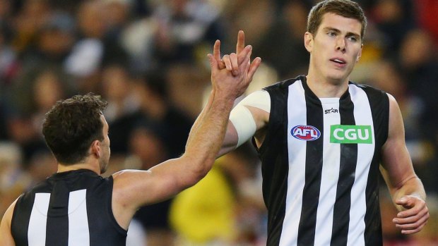 Jarryd Blair (left) and Mason Cox are chances to return to the Collingwood team this weekend. 
