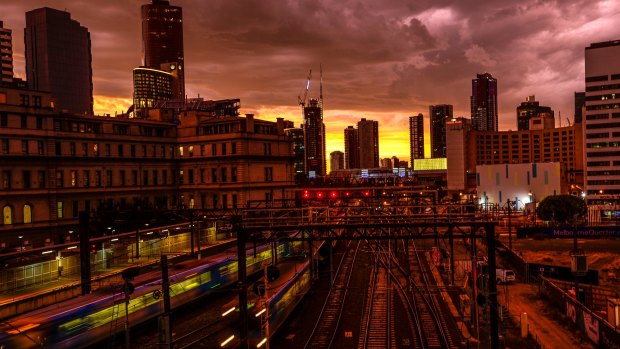 Stormy clouds gather over Melbourne on Thursday after a hot night.