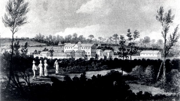 The Parramatta Lunatic Asylum in 1848.