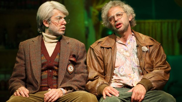 NIck Kroll and John Mulaney give a mock masterclass in theatre in Oh, Hello on Broadway.