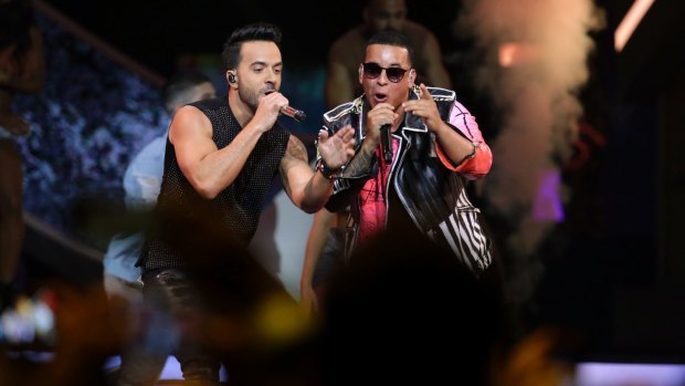 Singers Luis Fonsi, left and Daddy Yankee perform Despacito during the Latin Billboard Awards.
