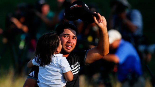 Tears of joy: Jason Day cries as he acknowledges the crowd after winning the US PGA Championship.