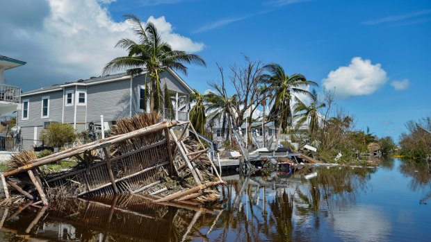 Damaged homes near Marathon, Florida in the aftermath of Hurricane Irma.