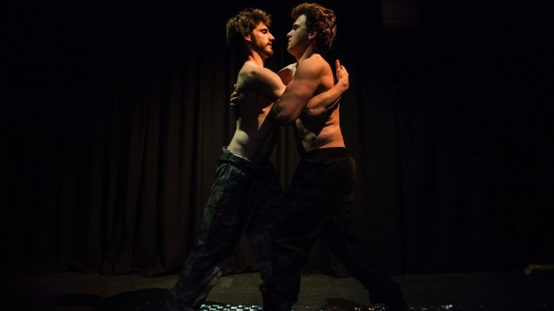 Daring drama: Ethan Gibson and James Hughes in <i>Scandalous Boy</i>.