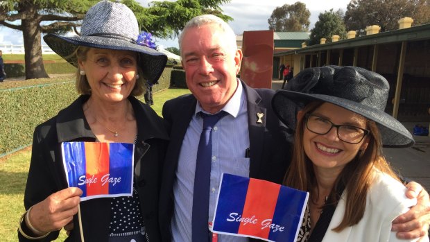 Caulfield Cup second-place getter Single Gaze breeders (left to right) Fiona Middleton and Wayne and Eileen Oxford.