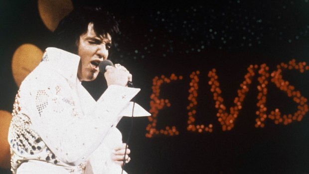Elvis Presley during a performance in 1972.