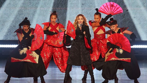 Madonna performs the first date of her Rebel Heart Australian tour at Melbourne's Rod Laver Arena on March 12.