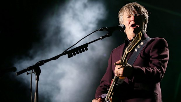 Neil Finn of Crowded House performs on stage during the Encore tour at Sydney Opera House.