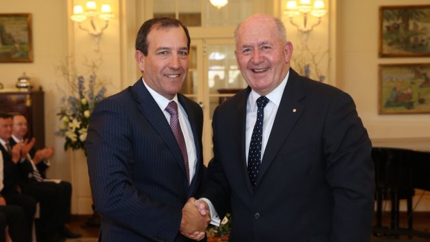 Mal Brough, left, was sworn in as Special Minister of State by Governor-General Sir Peter Cosgrove earlier this month.