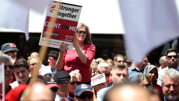 SOLIDARITY: Public servants gather in Canberra's Garema Place last month to protest.