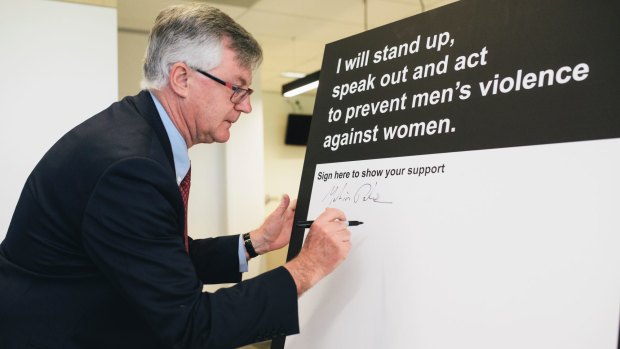 Department of the Prime Minister and Cabinet chief Martin Parkinson marks White Ribbon Day.