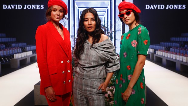 David Jones' ambassador Jessica Gomes (centre) predicts linen will be one of the big fashion trends for spring/summer.