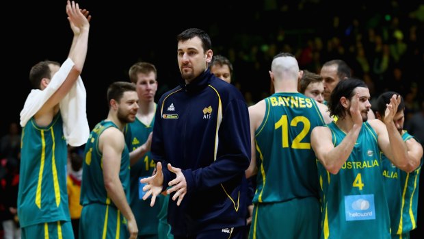 Andrew Bogut (centre) and the Boomers are in the final stages of their Rio preparations.