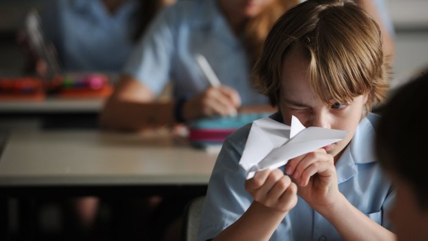  Flight of fancy: Dylan (Ed Oxenbould) focuses on a skill taught to him by his mum in <i>Paper Planes</i>. 
