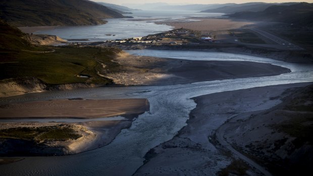 Kangerlussuaq, Greenland, seen from a helicopter in July. 