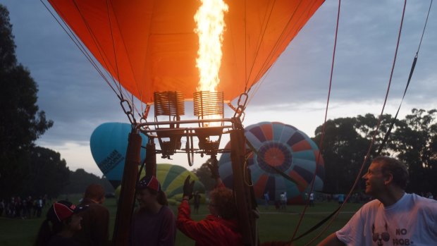 Balloons take off at daybreak at Parramatta last year.