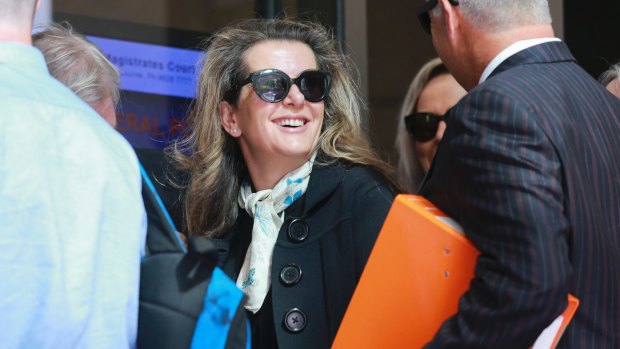 Kathy Jackson arrives at Melbourne Magistrates Court on Monday.
