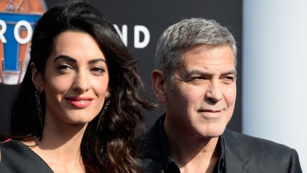 Amal and George Clooney at the premiere of Disney's "Tomorrowland" on May 9, in Anaheim, California.