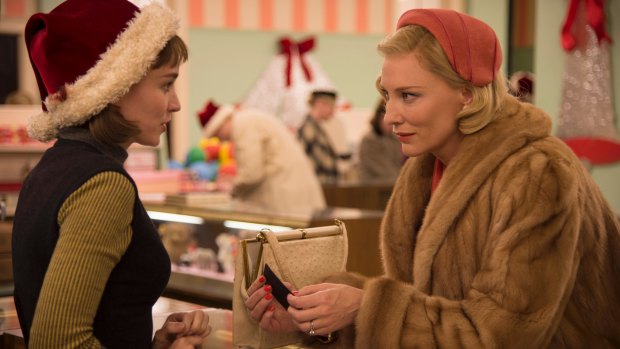 Rooney Mara and Cate Blanchett star in <i>Carol</i>.
