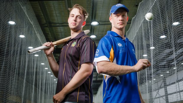 Cricketers Robbie Trickett (Weston Creek Molonglo) and Michael Ninneman (ANU) will face off in this weekend's John Gallop Cup. 