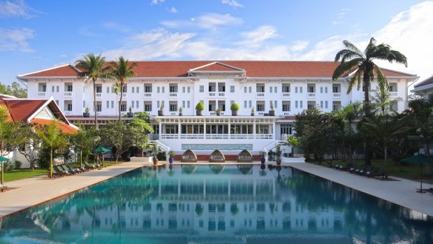 the iconic Raffles Grand Hotel d'Angkor in Siem Reap, with its glorious, glistening centrepiece, a 35-metre swimming pool that is almost as wide as it is long.