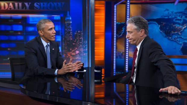 President Barack Obama during his <i>Daily Show</i> appearance in 2015.