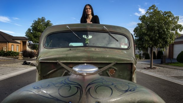 Christine De Simone with her rat rod.