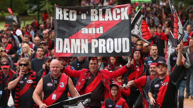 Essendon supporters at Saturday's clash with Melbourne.