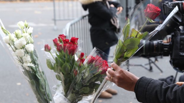 The scene outside the Bataclan theatre the morning after the attacks.