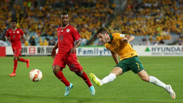 Mathew Leckie on the ball against Oman.