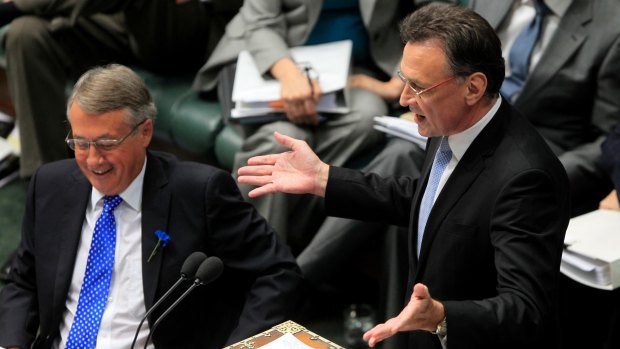 Star witnesses: former ministers Craig Emerson and Wayne Swan in Parliament in 2012.