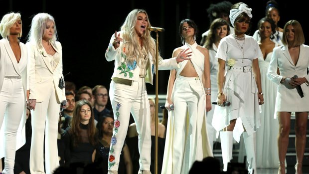Kesha performs 'Praying' alongside Bebe Rexha, Cyndi Lauper, Camila Cabello, Andra Day and Julia Michaels.
