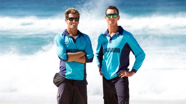 Bondi Rescue lifeguards, Dean Gladstone and Anthony 'Harrys' Carroll, at Bronte Beach.