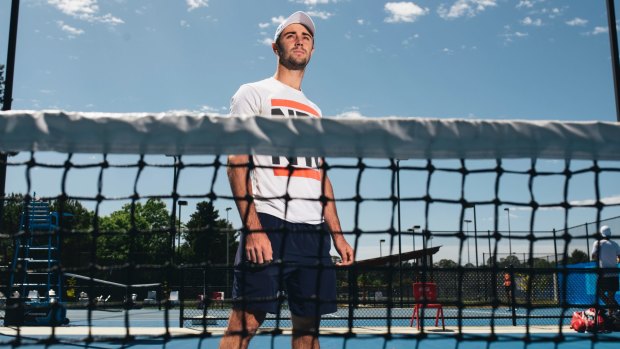 Jordan Thompson poses at the Canberra International but late withdrew with tonsillitis.