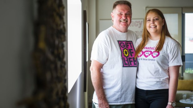 Susannah Mason, now 19, received her dad Geoff's kidney one day before her 16th birthday.