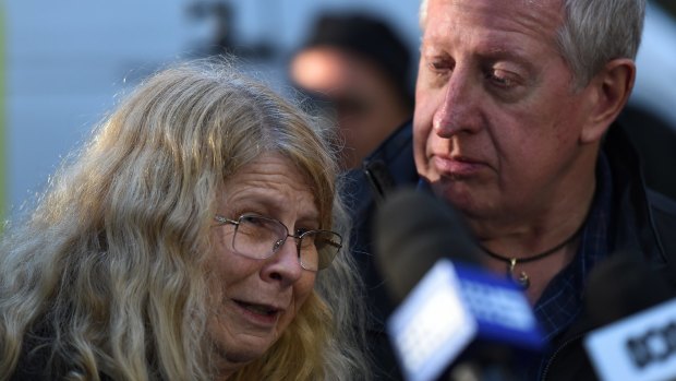 Faye and Mark Leveson at the crime scene where human remains have been unearthed that may be their son's. 