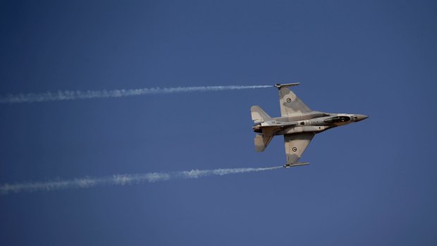 An F-16 at the 14th Dubai Air Show in 2015. Bahrain's human rights concerns will not prevent it purchasing a batch of these fighter jets.