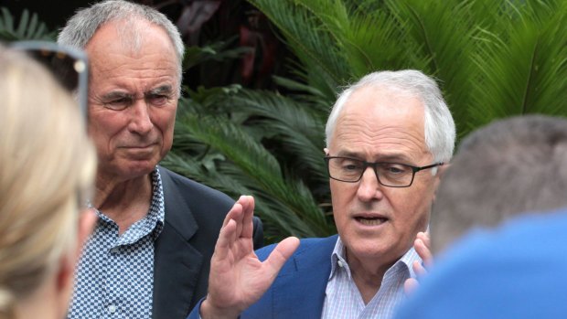 Prime Minister Malcolm Turnbull speaks to the during campaigning in Bennelong.