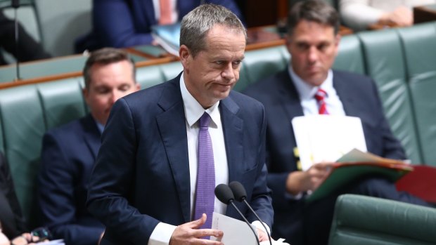 Opposition Leader Bill Shorten in question time on Wednesday. 