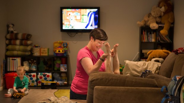 "There are good days and bad days": Anna Malcolm playing with Max, 3, (right) and Cameron, 2.