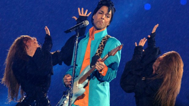 Prince performs at half time during Super Bowl XLI between the Indianapolis Colts and Chicago Bears at Dolphins Stadium in Miami, Florida on February 4, 2007.