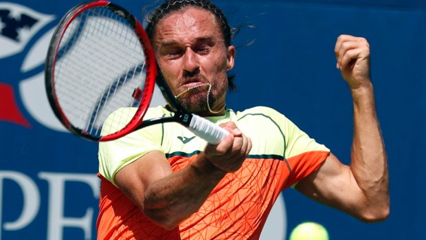 Alexandr Dolgopolov won his first-round US Open match in five sets.