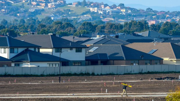 Land being prepared for new housing in Cardinia Road, Pakenham, about 50 kilometres from Melbourne's CBD.