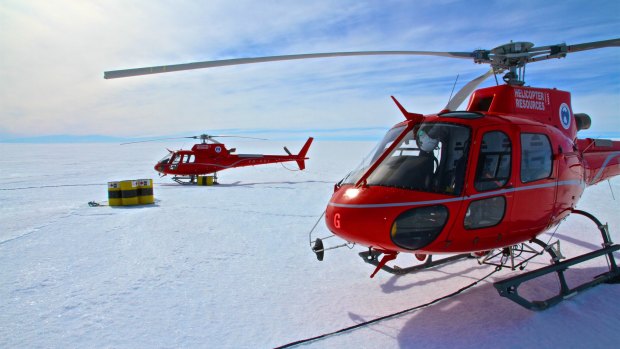 A photograph taken by David Wood of the western ice shelf fuel cache on December 28, 2015.