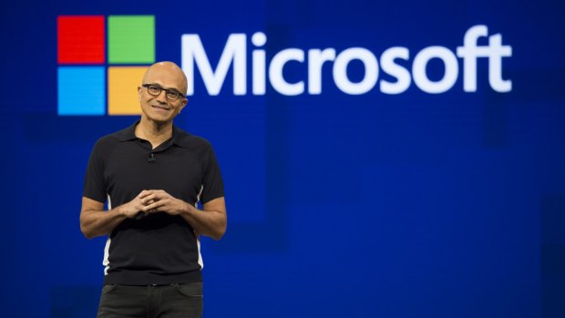 Satya Nadella, chief executive officer of Microsoft, at the company's Build Conference.