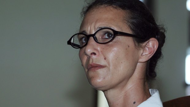 Australian Sara Connor sits during a court appearance in Bali.
