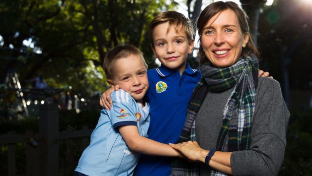 Kirstine Russell with sons Otto, 5, and Hugo, 6.