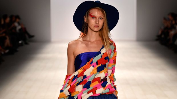 A model walks the runway in a design by Carley Rose The Label during the Raffles International Showcase show at Mercedes-Benz Fashion Week Resort 18 Collections in Sydney last week.